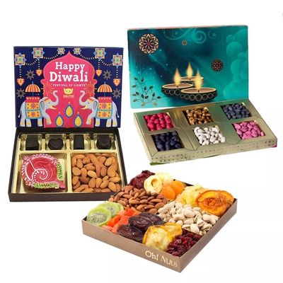 De gedrukte Decoratieve van de Verpakkingsdozen van de Huwelijksgift Lege Doos van de het Fruitverpakking van Diwali Droge