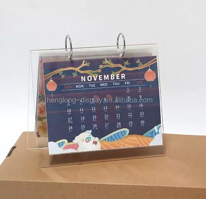 Van de de Vertoningstribune van de douane de Duidelijke Acrylkalender Tweezijdige Omlijsting