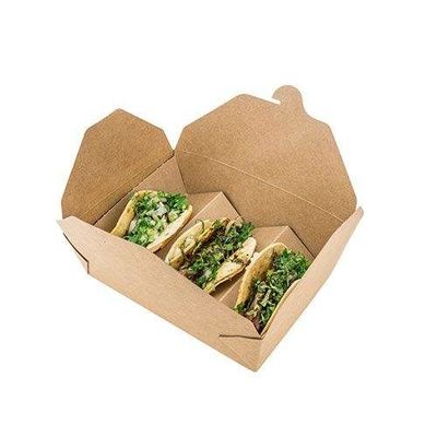 De taco Aangepaste Voedsel Verpakkingsvakje het Document van Kraftpapier Meeneemvakjes van het Kartonvoedsel
