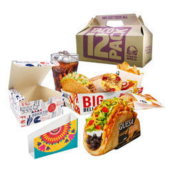 De taco Aangepaste Voedsel Verpakkingsvakje het Document van Kraftpapier Meeneemvakjes van het Kartonvoedsel