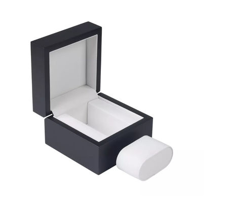 Aangepast Zwart Matte Single Watch Boxes Pu-Houten Leervierkant
