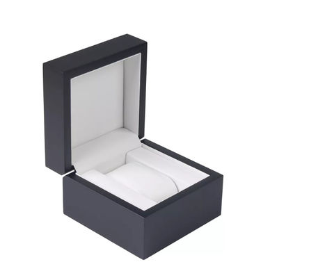 Aangepast Zwart Matte Single Watch Boxes Pu-Houten Leervierkant