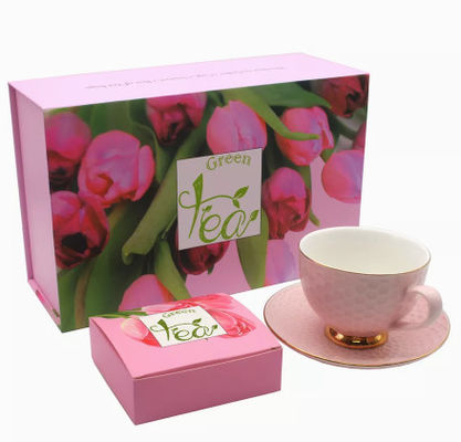 Doos van de het Theestelgift van douanelogo printed cardboard tea boxes de Met de hand gemaakte