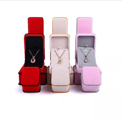 OEM Ring Necklace Packaging Box Pink de Doos ISO9001 van Fluweeljuwelen