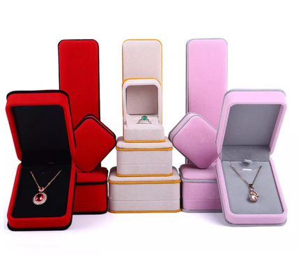 OEM Ring Necklace Packaging Box Pink de Doos ISO9001 van Fluweeljuwelen